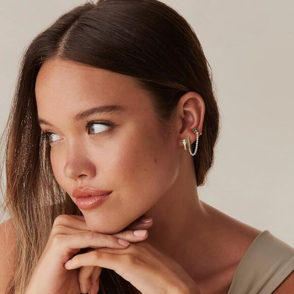 14K Gold White Gold Posts Chunky - Picture 2 of 7